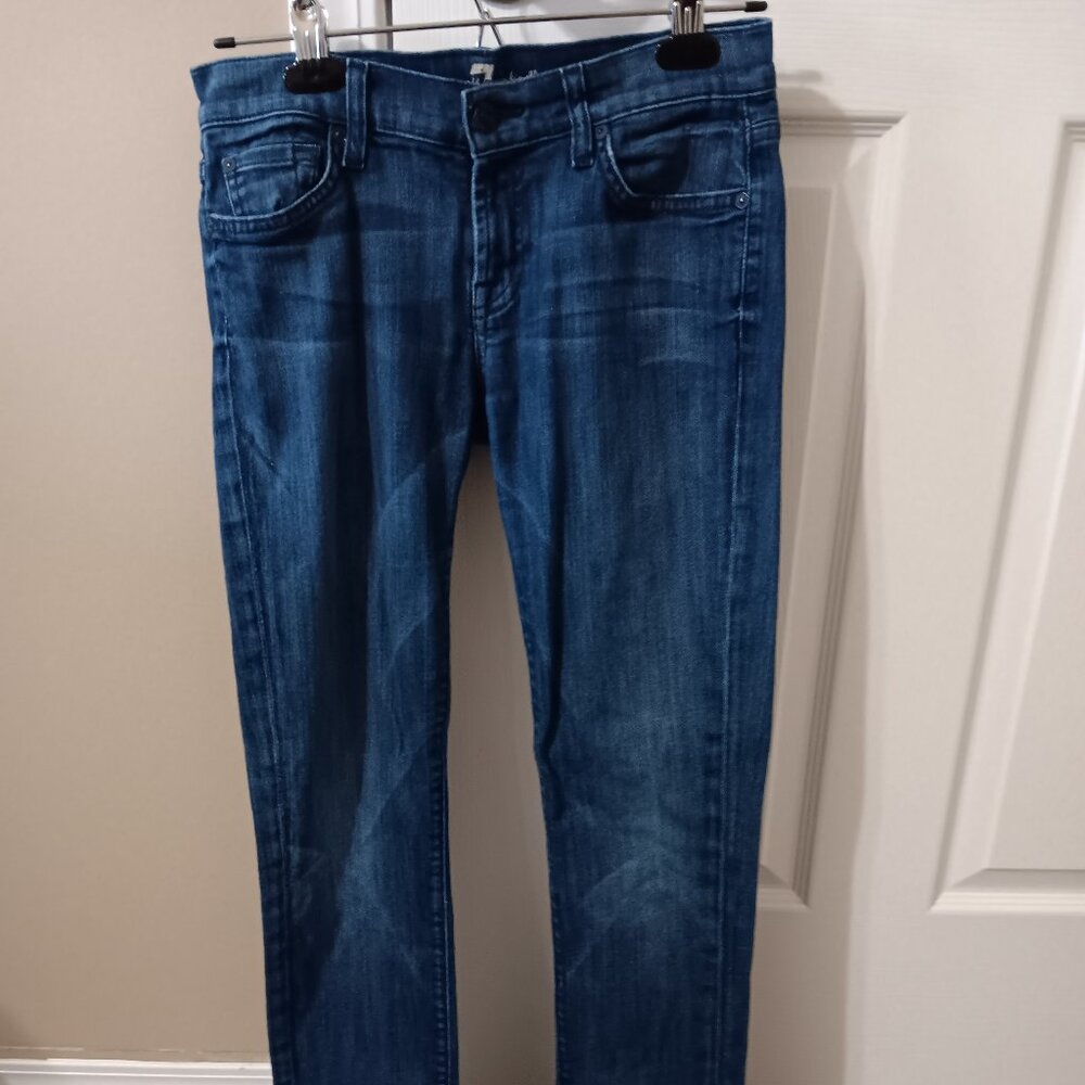 Authentic 7 For All Mankind Designer Jeans Dark Denim Roxanne Size 26 Waist 28.5